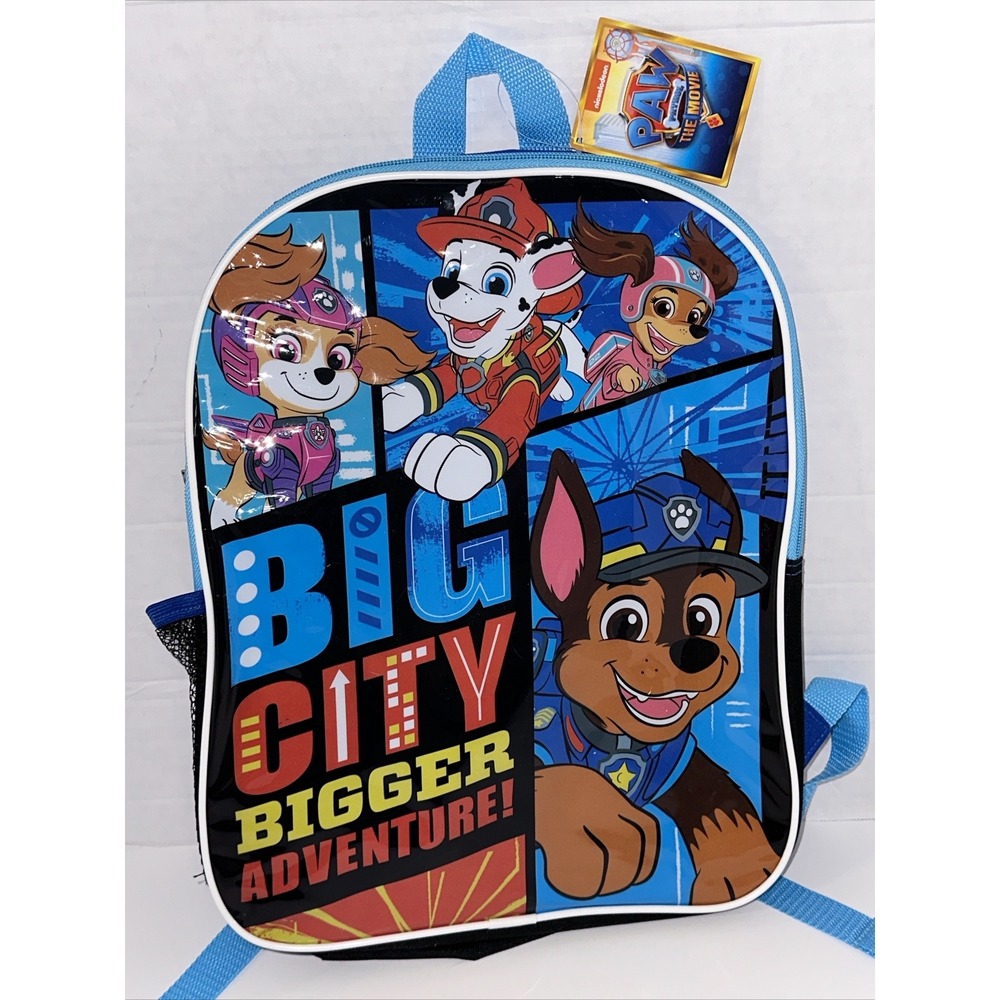 Paw Patrol The Movie Backpack Big City Bigger Adventure Blue Kids School Bag NWT